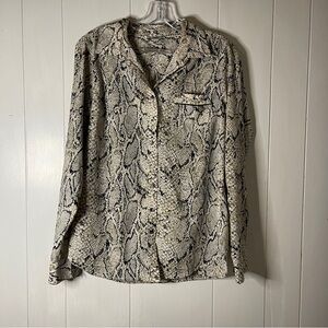 Dalia Collection Snake Print Shirt - Black and Cream